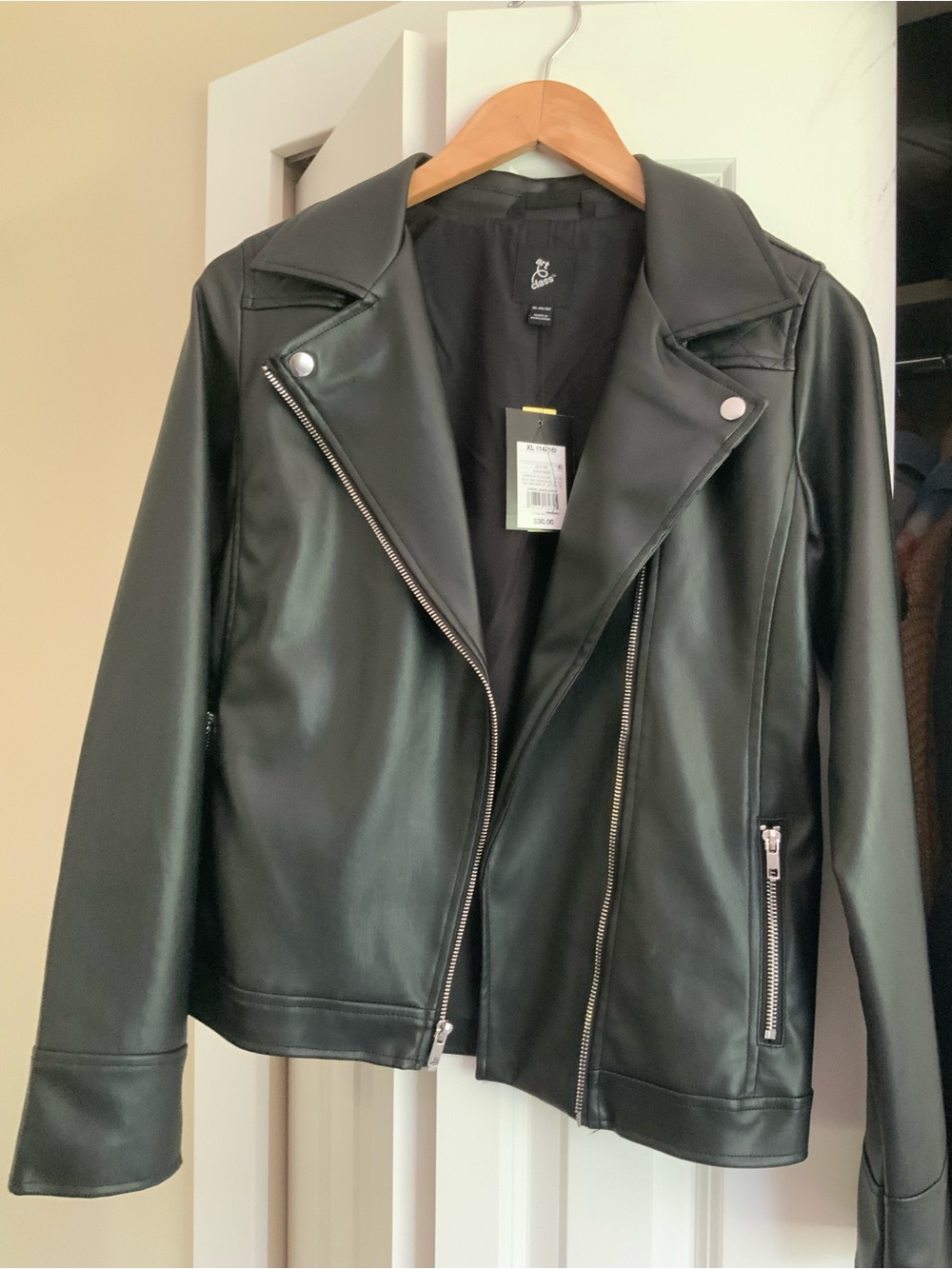 art class Black Faux Leather Moto Jacket with Silver Hardware